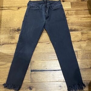 Just Black Skinny Jeans with Frayed Hem in Washed Black